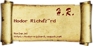 Hodor Richárd névjegykártya